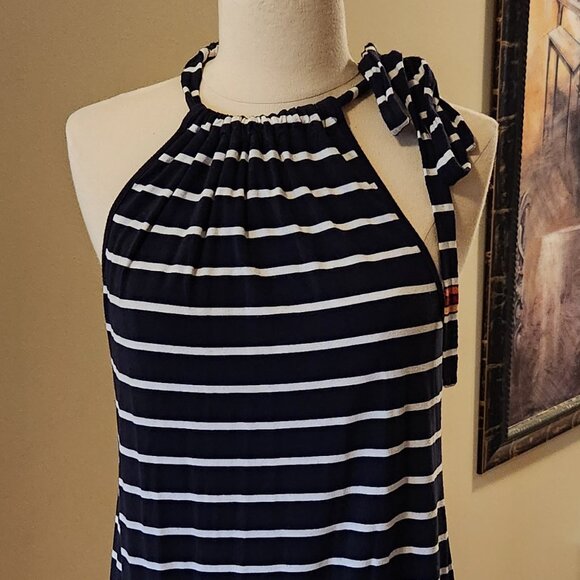 Tommy Hilfiger, stripe, Tank top. Size L , Navy/Red/White/Peach, Halter Top, Bow - Picture 1 of 6
